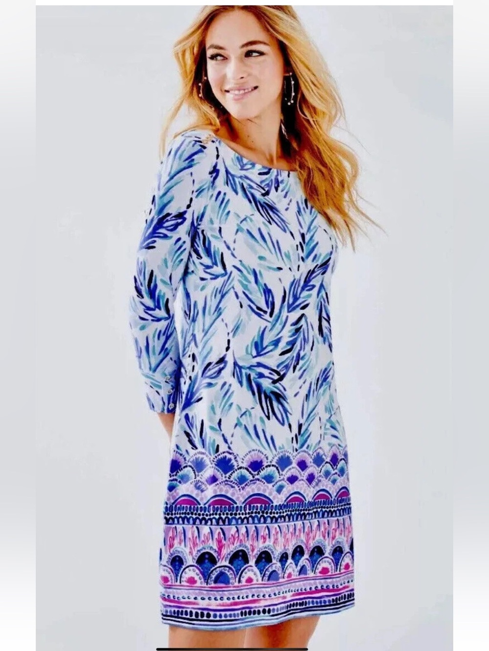 Lilly Pulitzer Sophie Dress in Flock Together 3/4 Sleeves Size XL